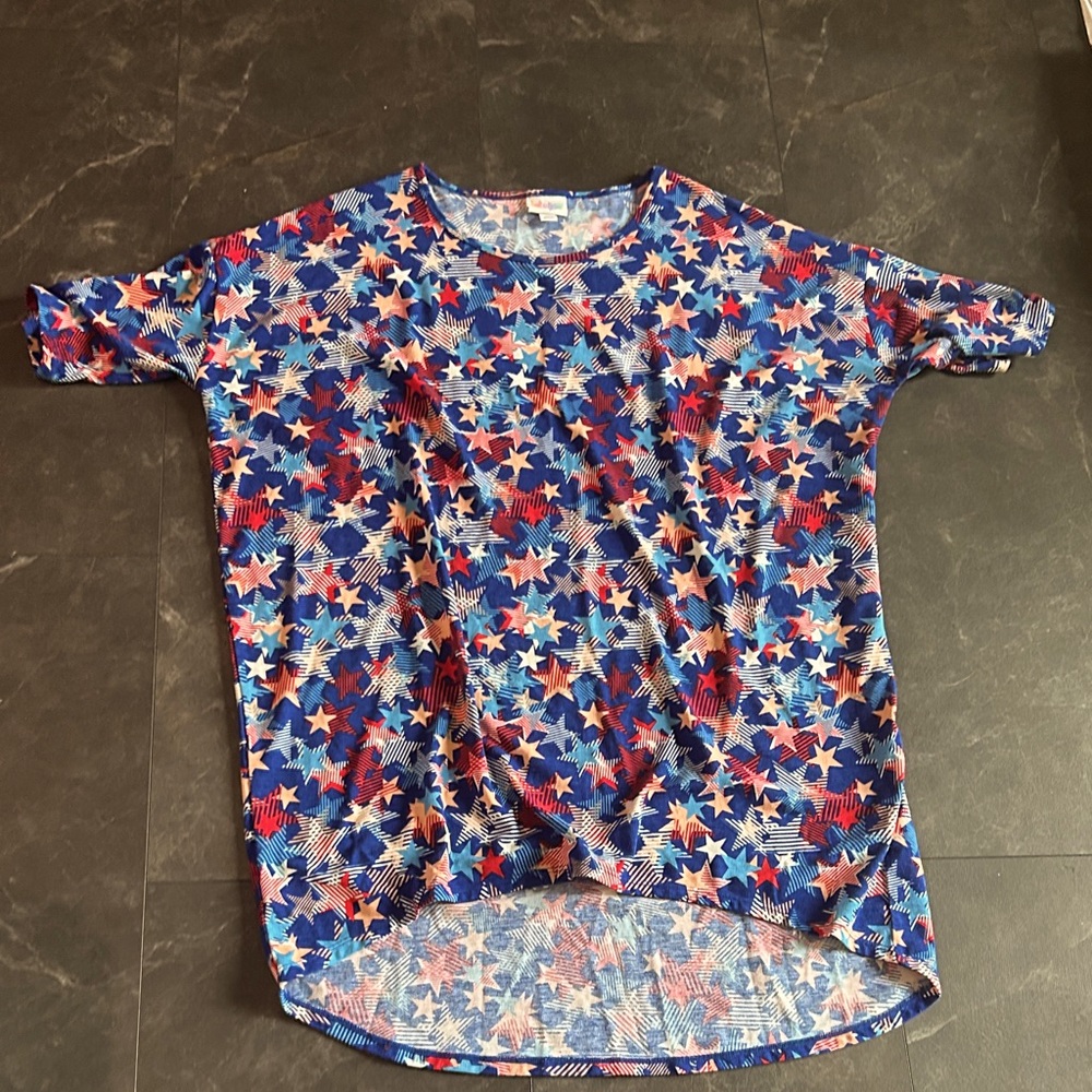 LuLaRoe Kids Starry Blue and Red Tee 20